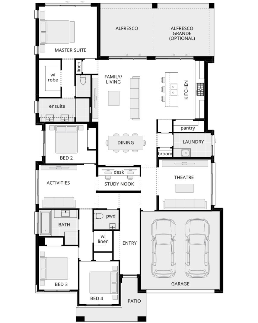 single storey home design miami classic standard floorplan rhs