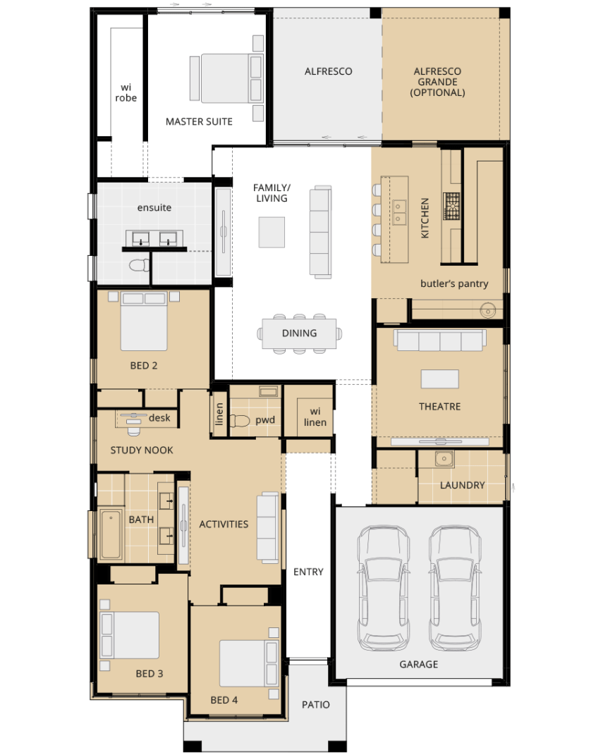 single storey home design miami grande floorplan option relocated activities rhs