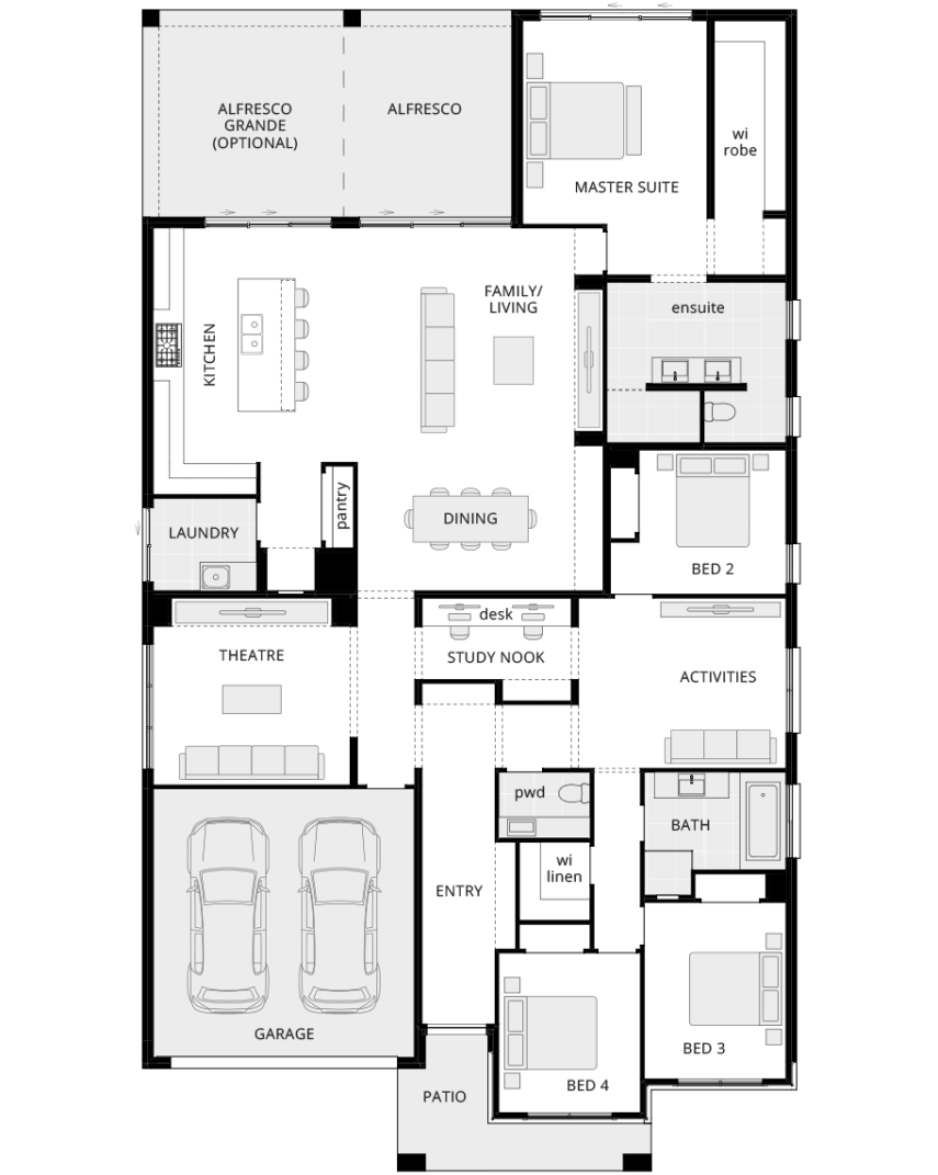 single storey home design miami grande standard floorplan lhs