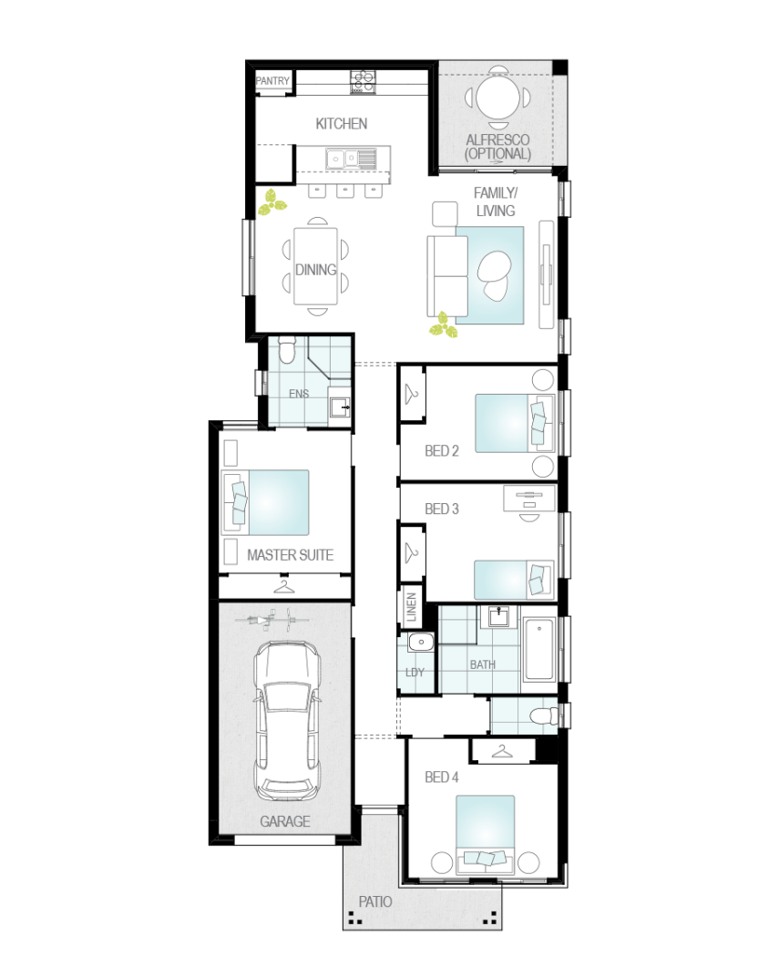 Floor Plan - Zamora Three - Narrow Block Home - McDonald Jones