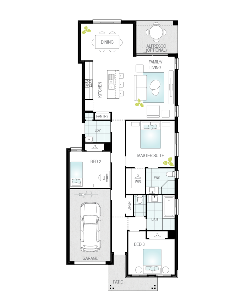 Floor Plan - Zamora Two - Narrow Block Home - McDonald Jones