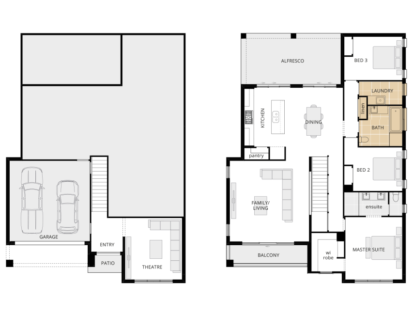 3 bedroom split level house design monterey floorplan with alternate bathroom layout lhs