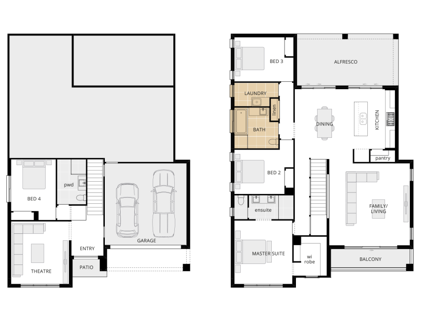 4 bedroom split level house design monterey floorplan with alternate bathroom layout rhs