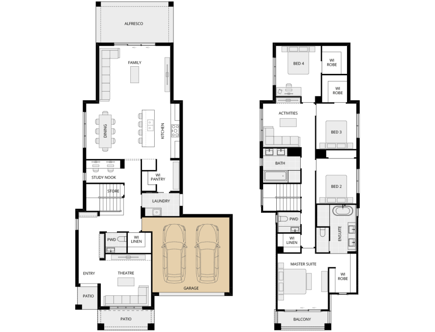 two storey home design aria 31 one option floorplan double garage rhs