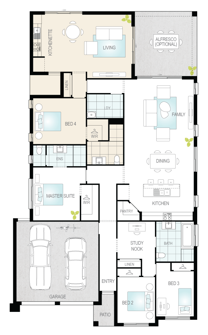 Duo Dual Living Single Storey Floor Plan Mcdonald Jones Homes