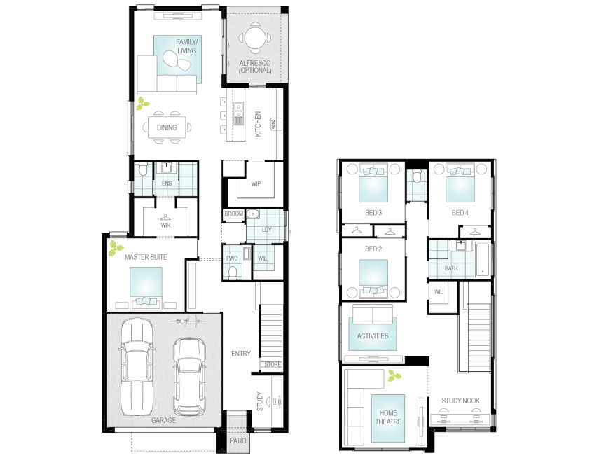 Two Storey Narrow Block Home Design