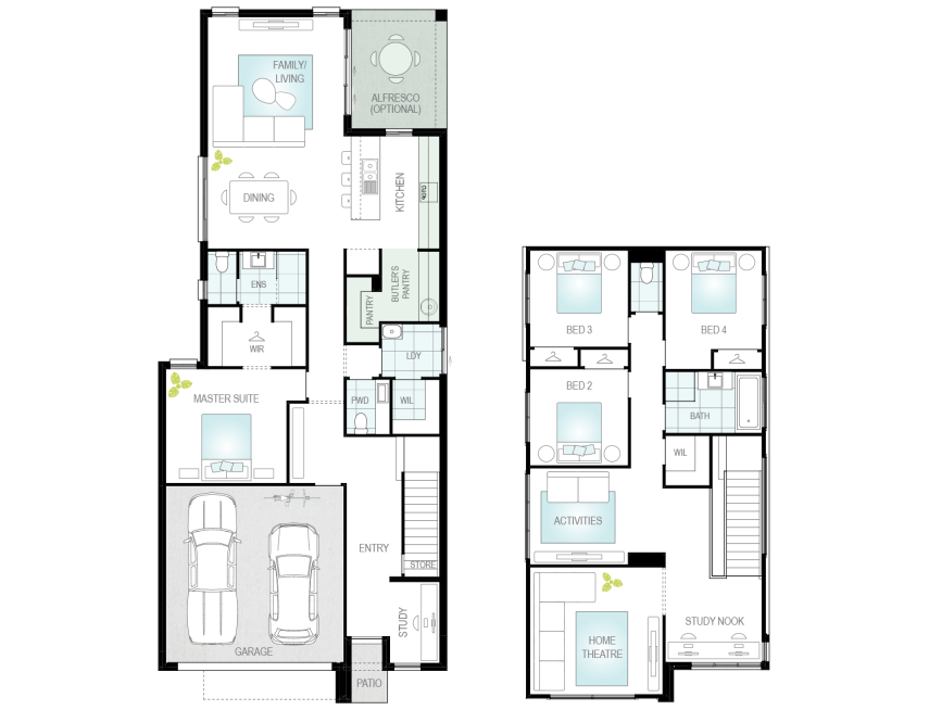 Home design Santona upgrade floorplan now two storey lhs