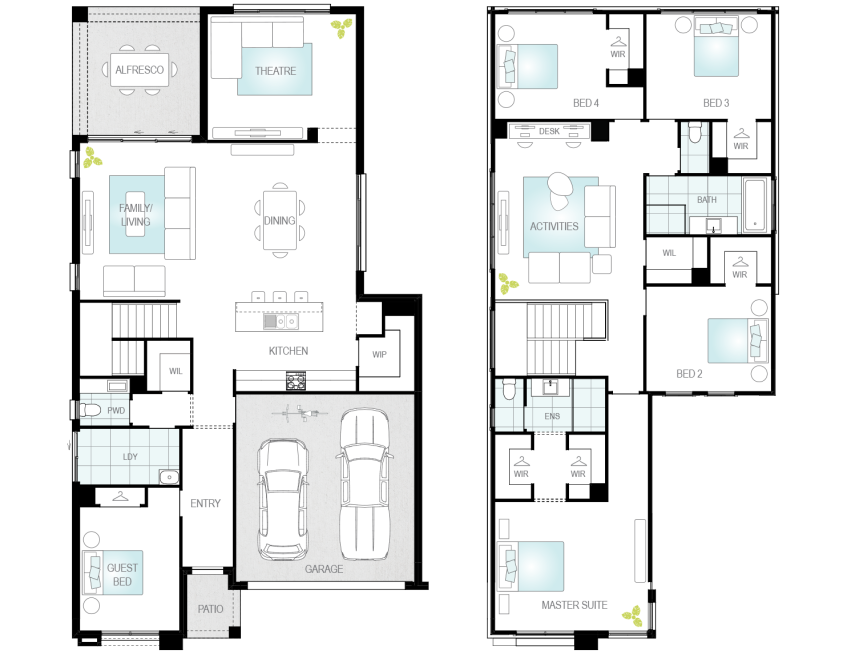 two storey home design palmela standard floorplan lhs