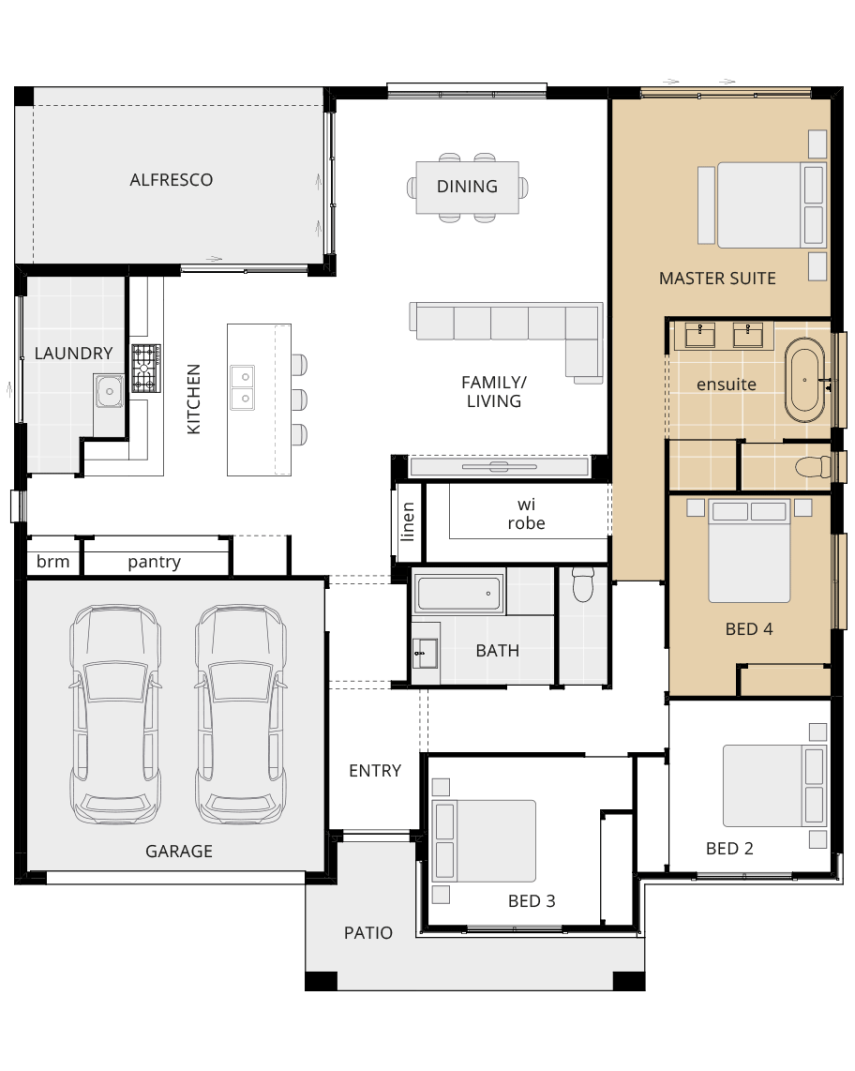 single storey home design parkway classic option floorplan fourth bedroom lhs