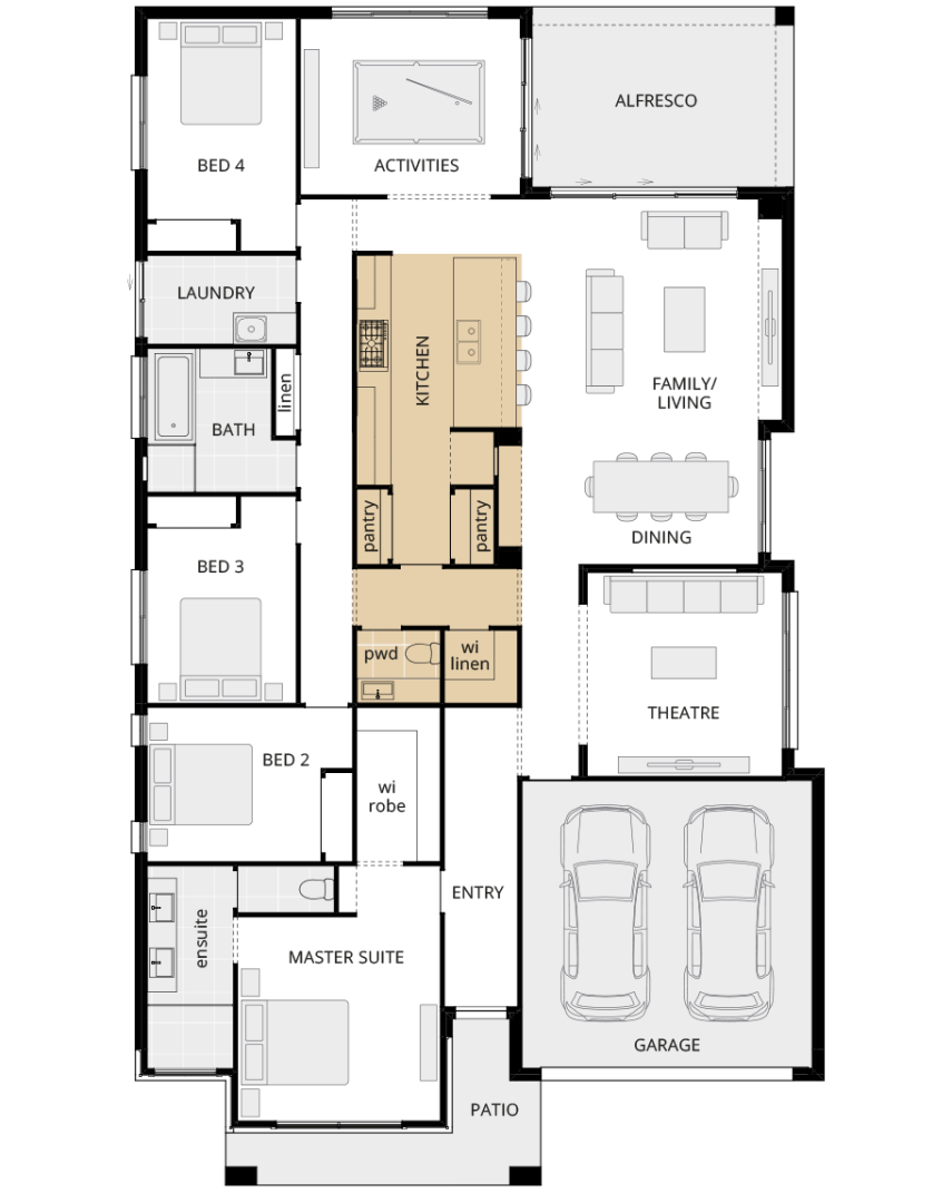 single storey home design retreat classic option no study nook rhs