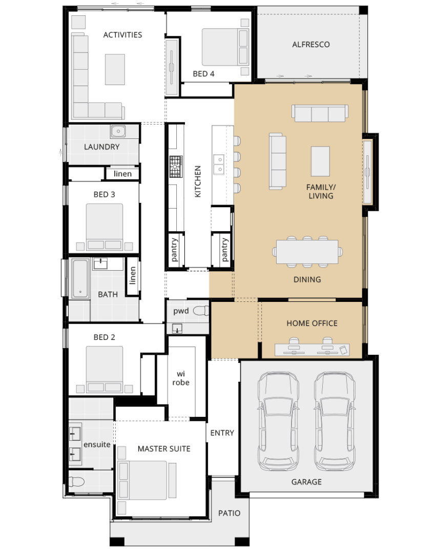 Retreat Encore - Option floorplan home office ILO rhs single storey home design retreat encore option floorplan home office ilo theatre rhs