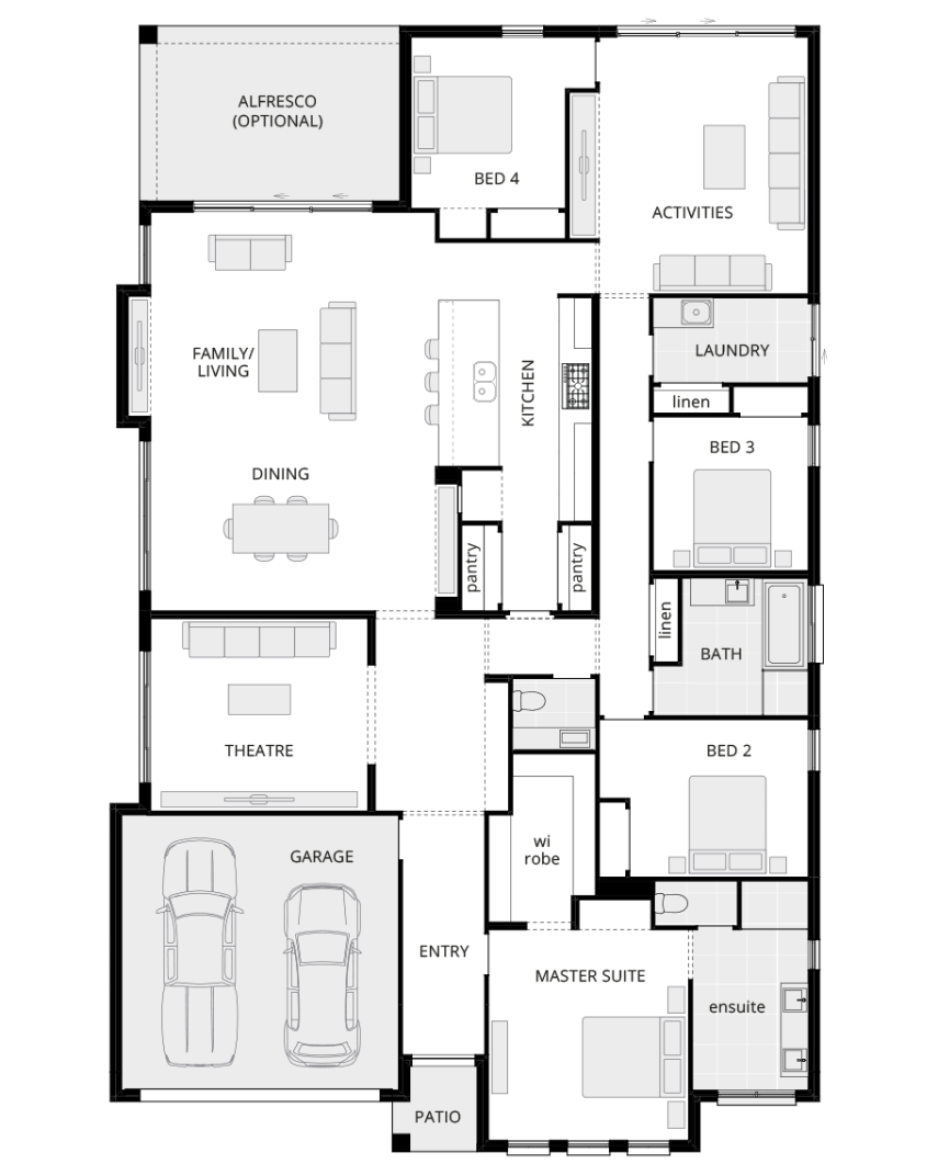 single storey home design retreat grande standard floorplan rhs 