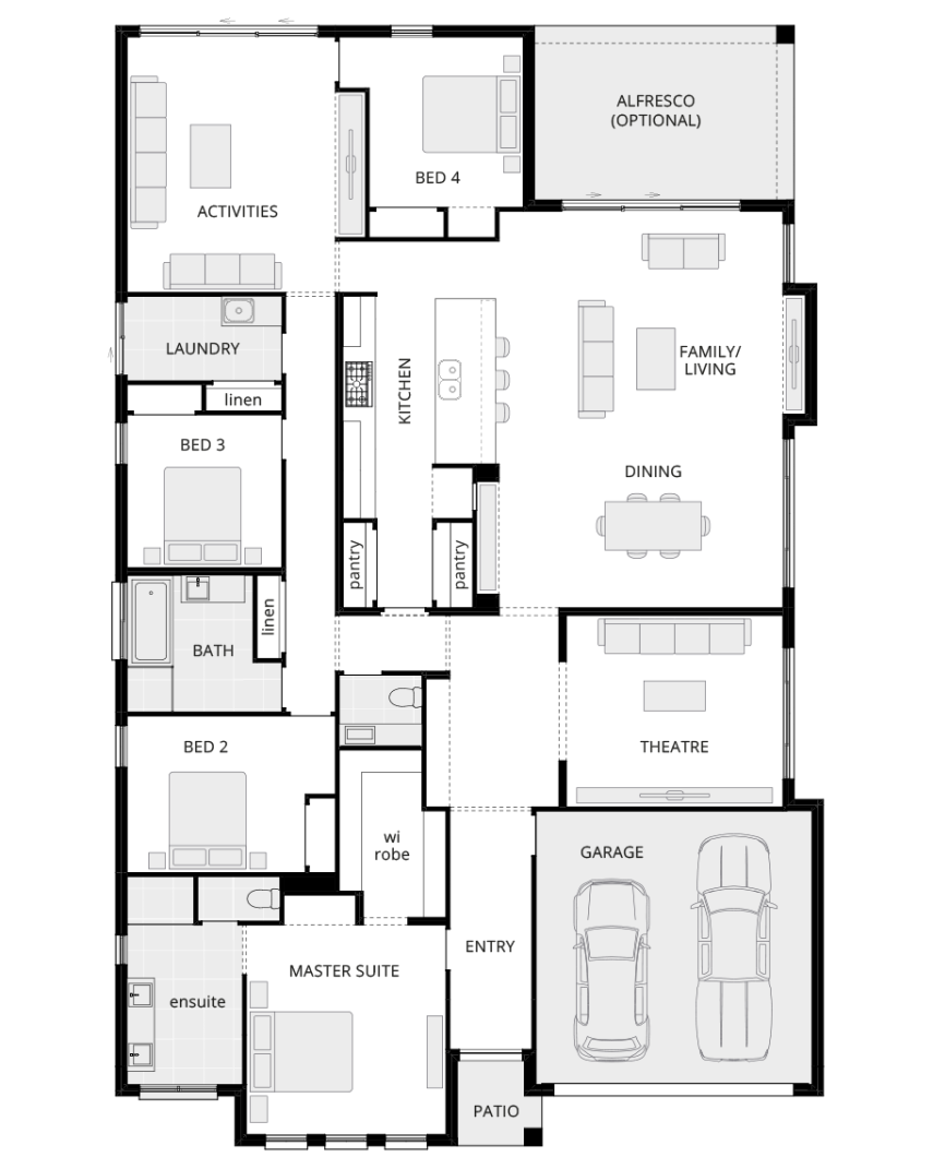 single storey home design retreat grande standard floorplan rhs 