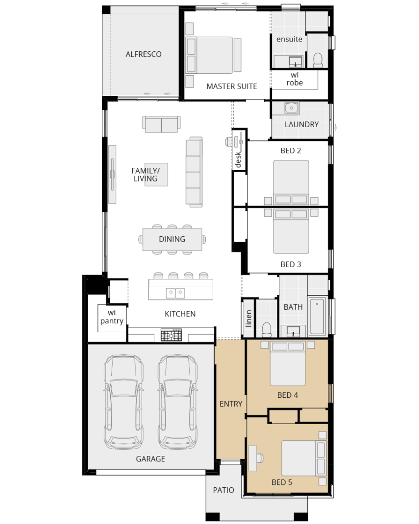 single storey home design riviera encore option floorplan fifth bedroom lhs