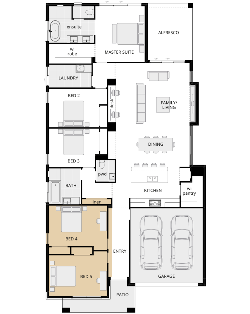 single storey home design riviera manor option floorplan fifth bedroom rhs