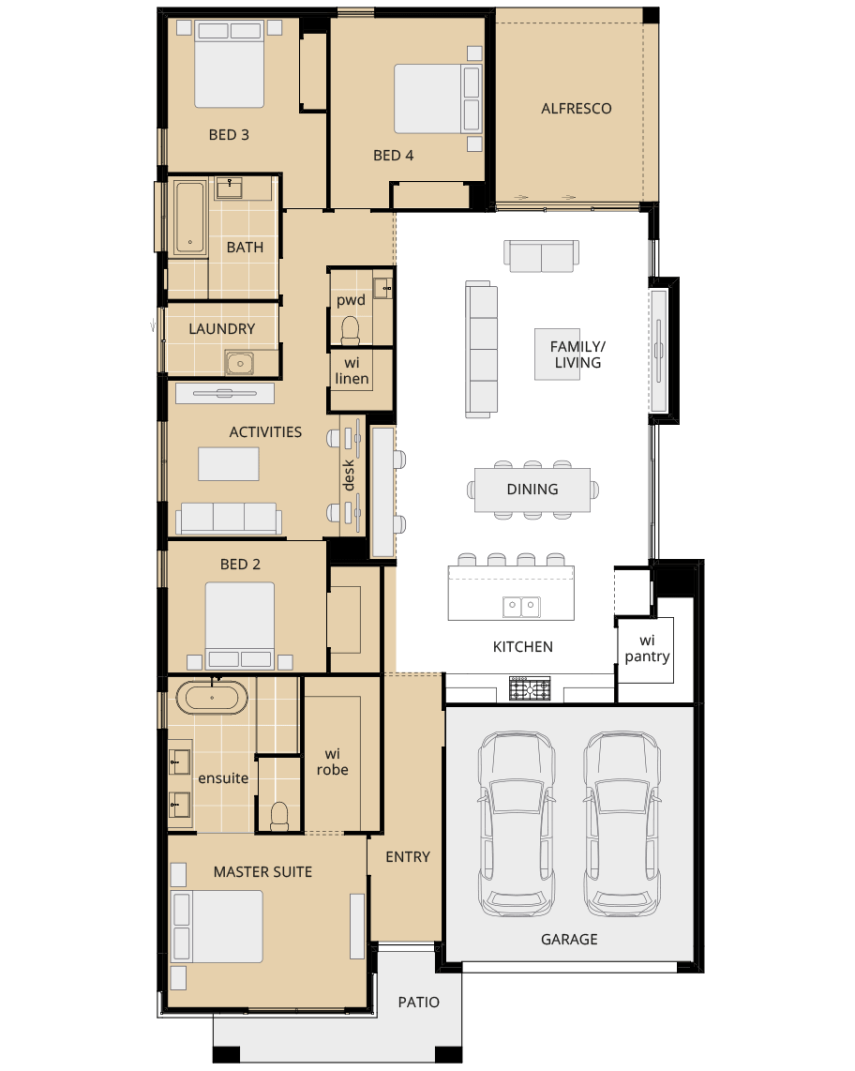 single storey home design riviera manor floorplan option front master suite rhs