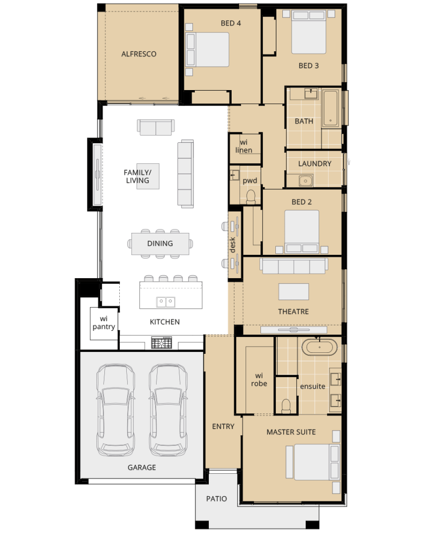 Riviera Manor - floorplan option mirrored master suite rhs single storey home design riviera manor floorplan option mirrored master lhs
