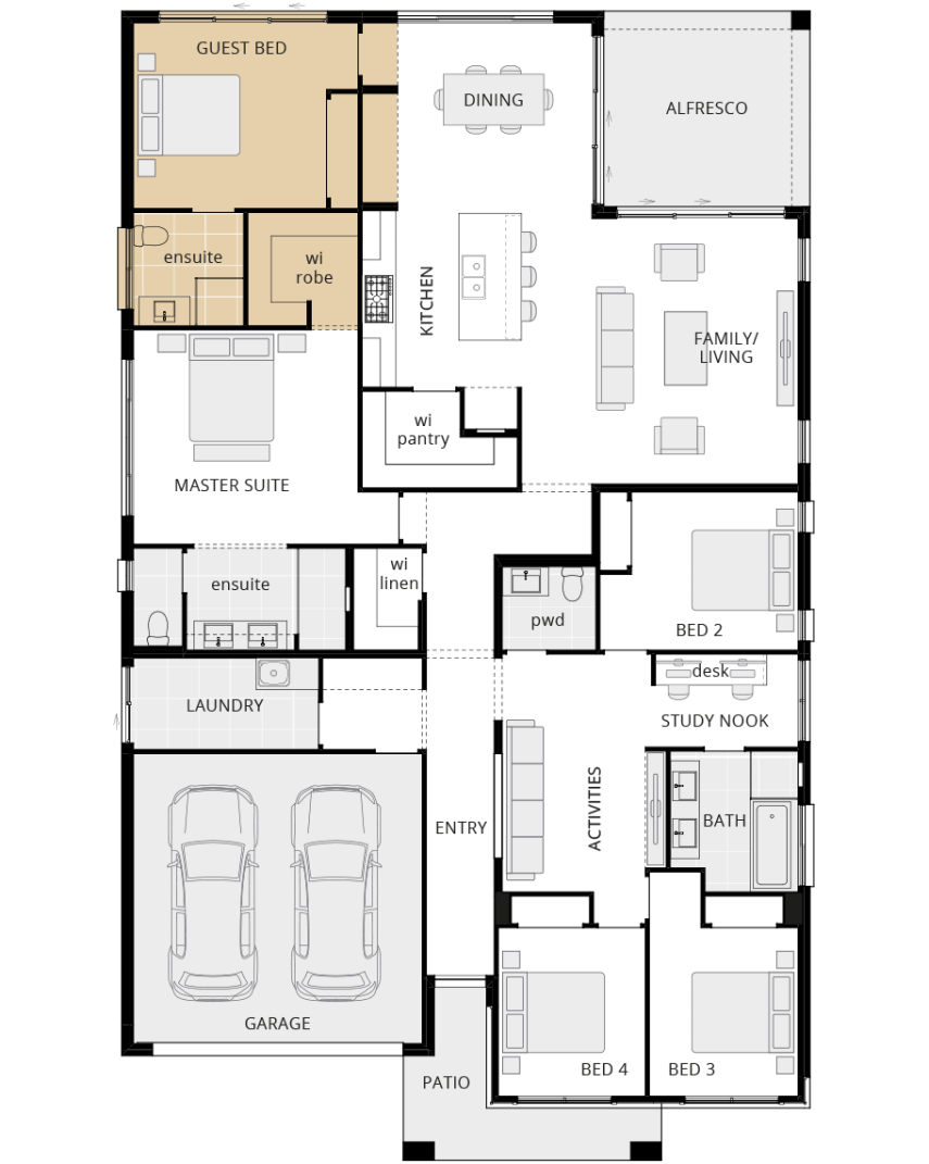 single storey home design san marino floorplan option guest bed ilo theatre lhs