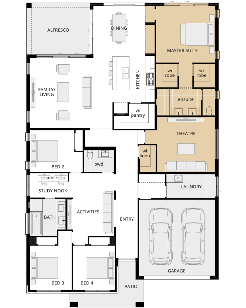 San Marino Encore - Option Mirrored master suite rhs single storey house design san marino encore mirrored master suite rhs