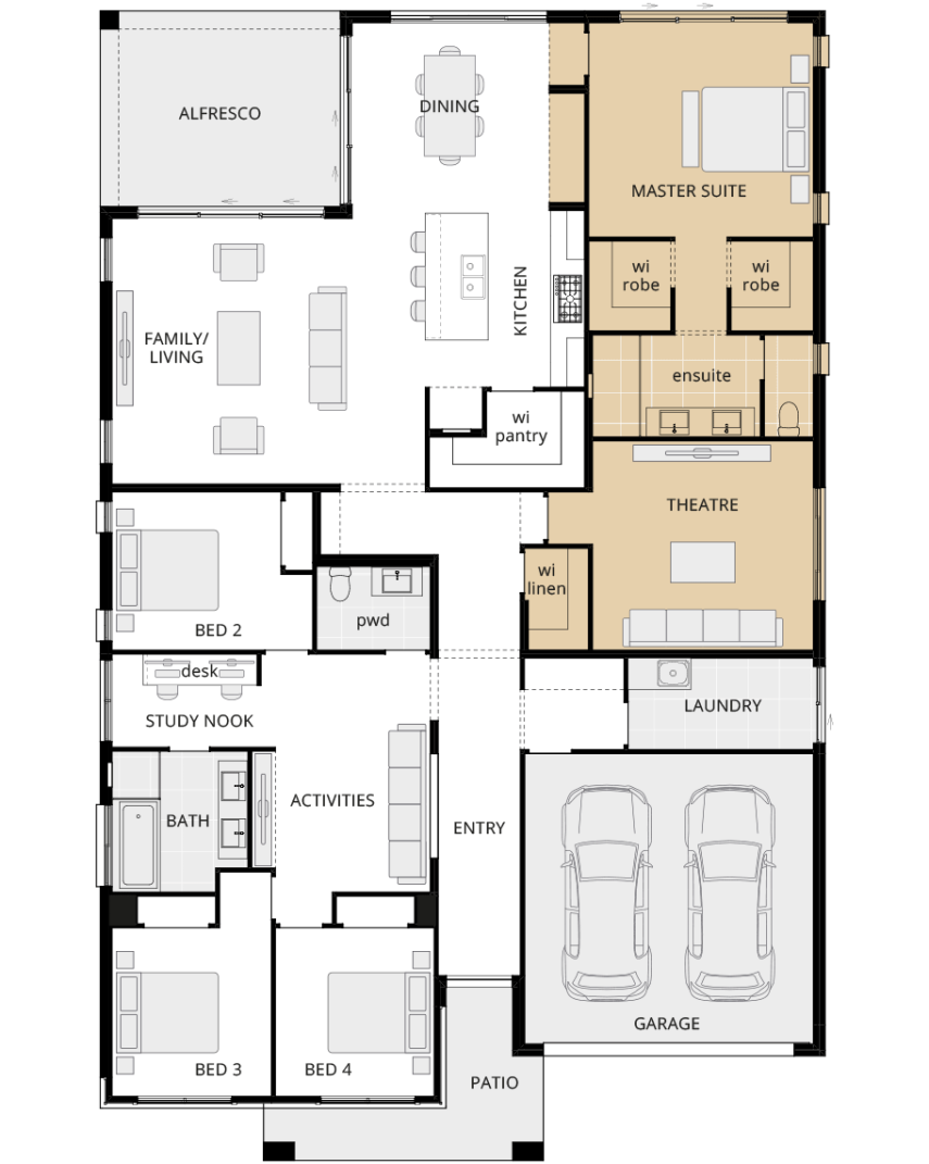 single storey house design san marino encore mirrored master suite rhs