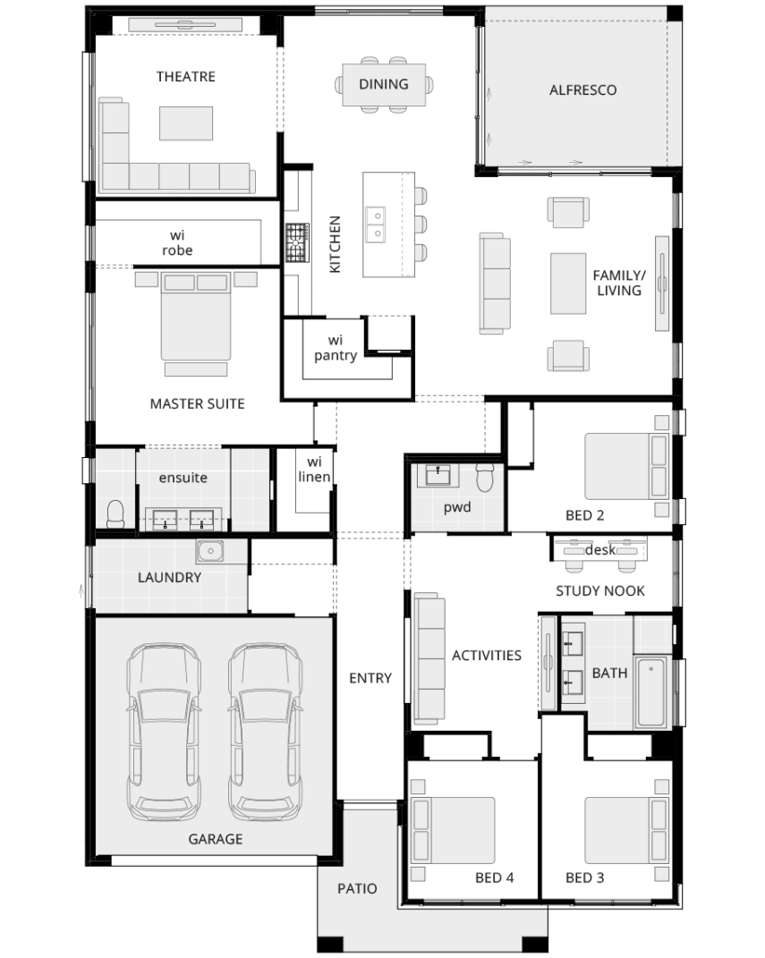 single storey home design san marino encore standard floorplan lhs