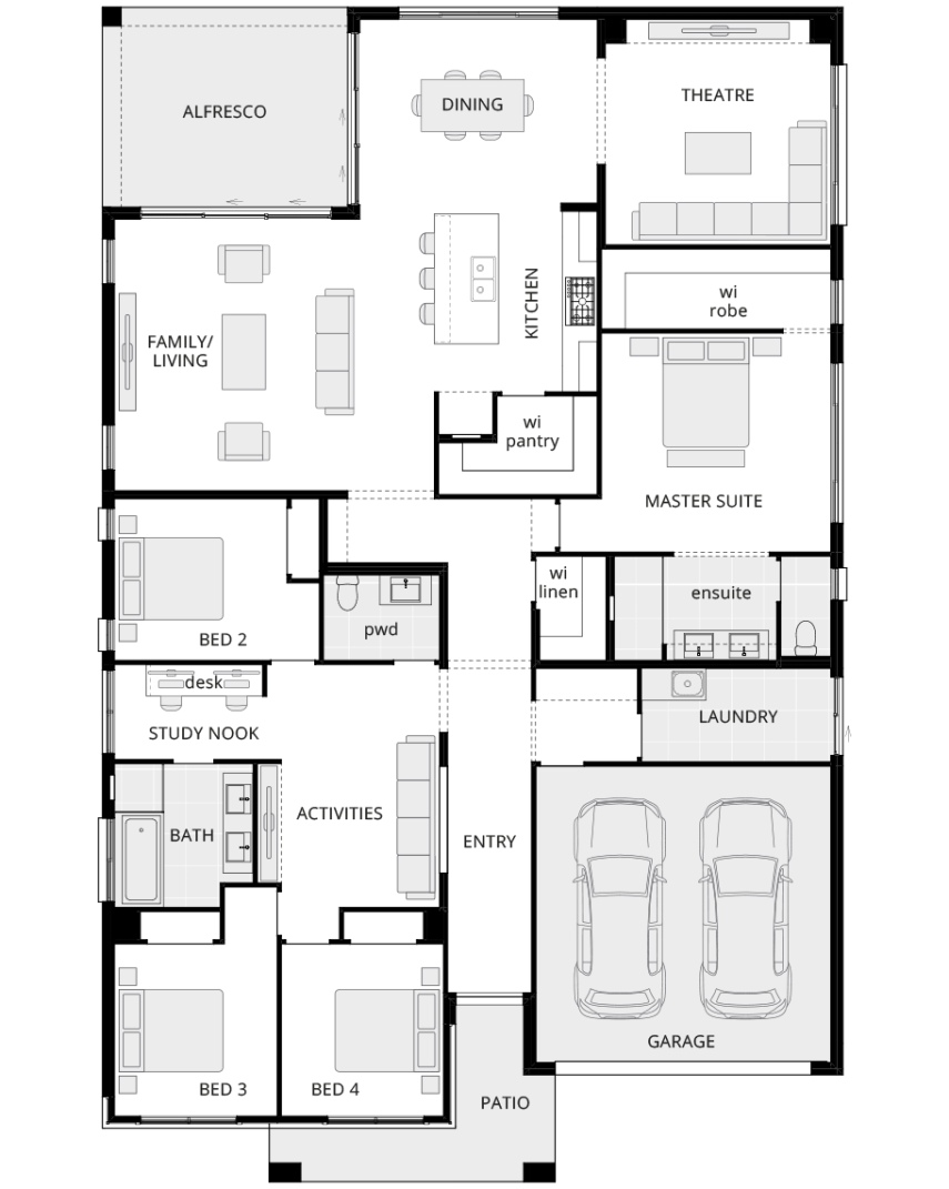 single storey home design san marino encore standard floorplan rhs
