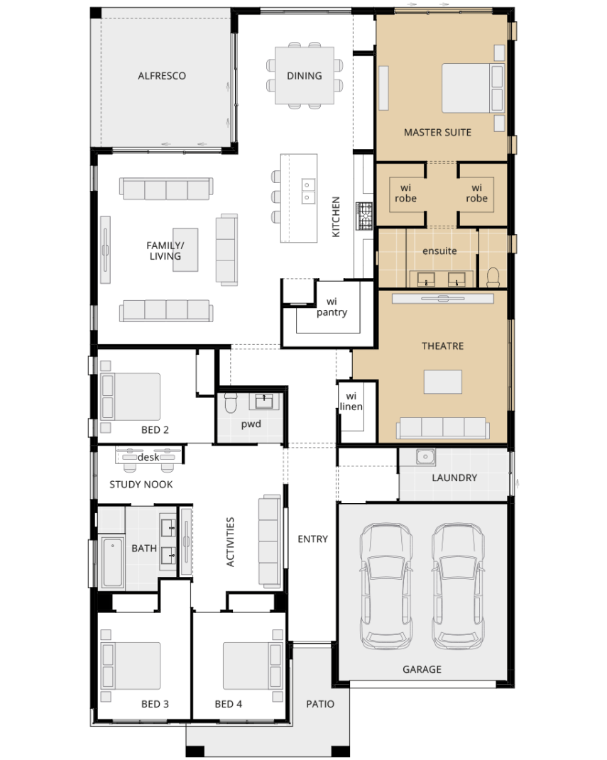 single storey home design san marino executive mirrored master suite rhs