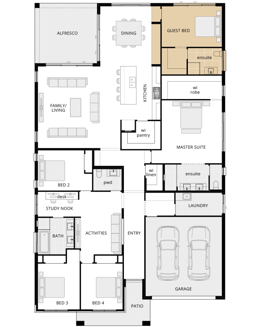 single storey home design san marino grande guest bedroom in lieu of theatre rhs 