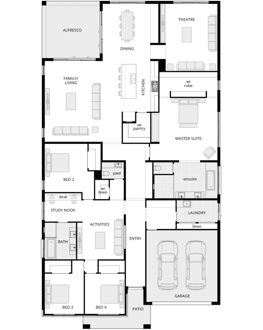 San Marino Manor - Standard floorplan rhs single storey home design san marino manor standard floorplan rhs
