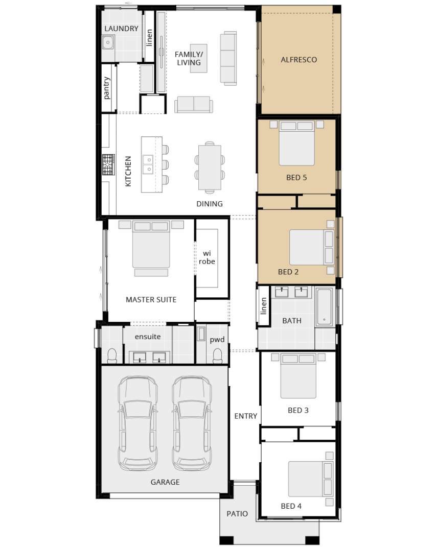Santa Fe Encore - Option floorplan fifth bedroom in lieu of theatre rhs single storey home design santa fe encore option floorplan fifth bedroom in lieu of theatre lhs