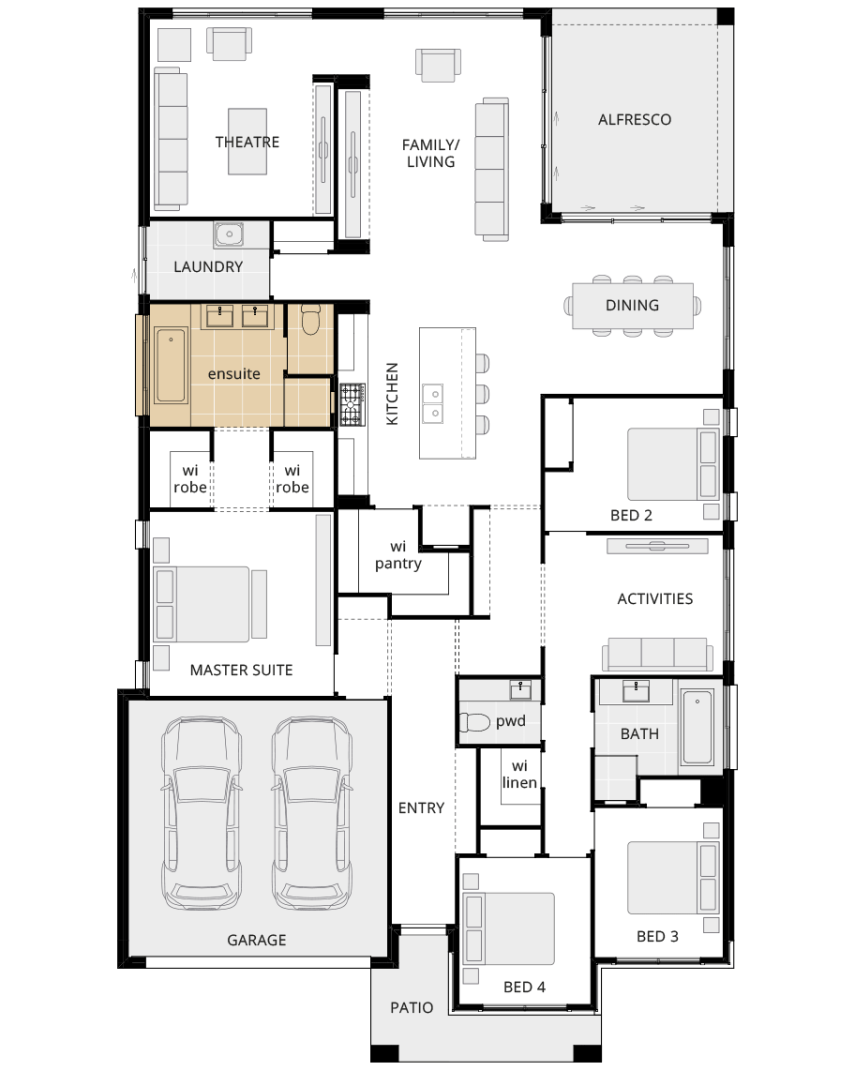 single storey home design santa monica encore option floorplan alternate ensuite lhs