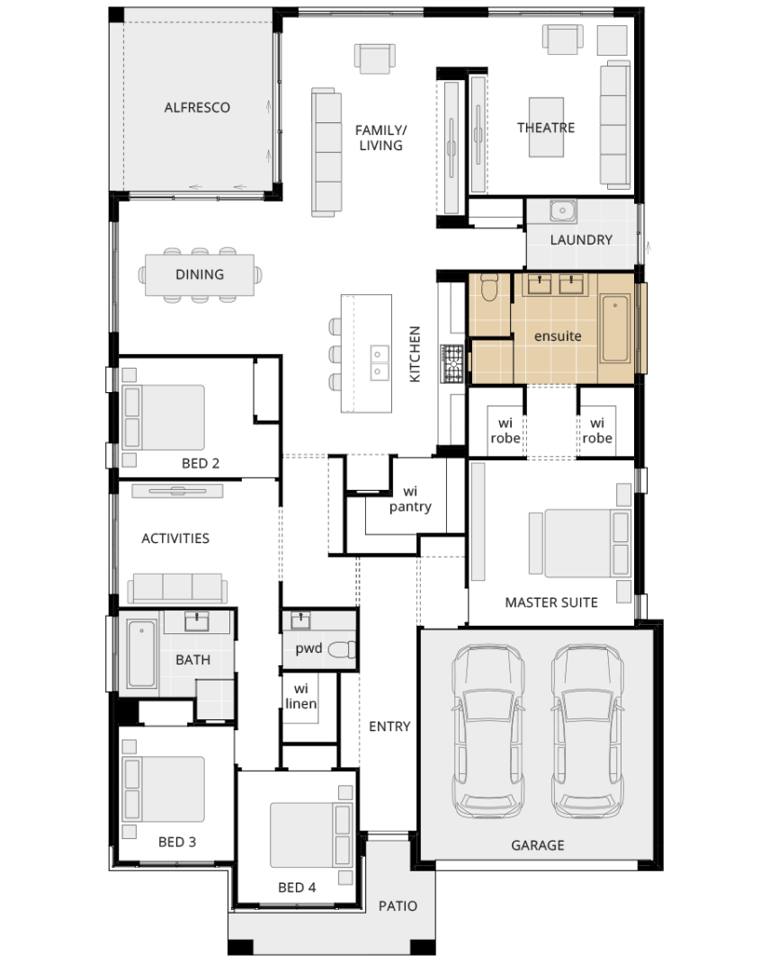 single storey home design santa monica encore option floorplan alternate ensuite rhs