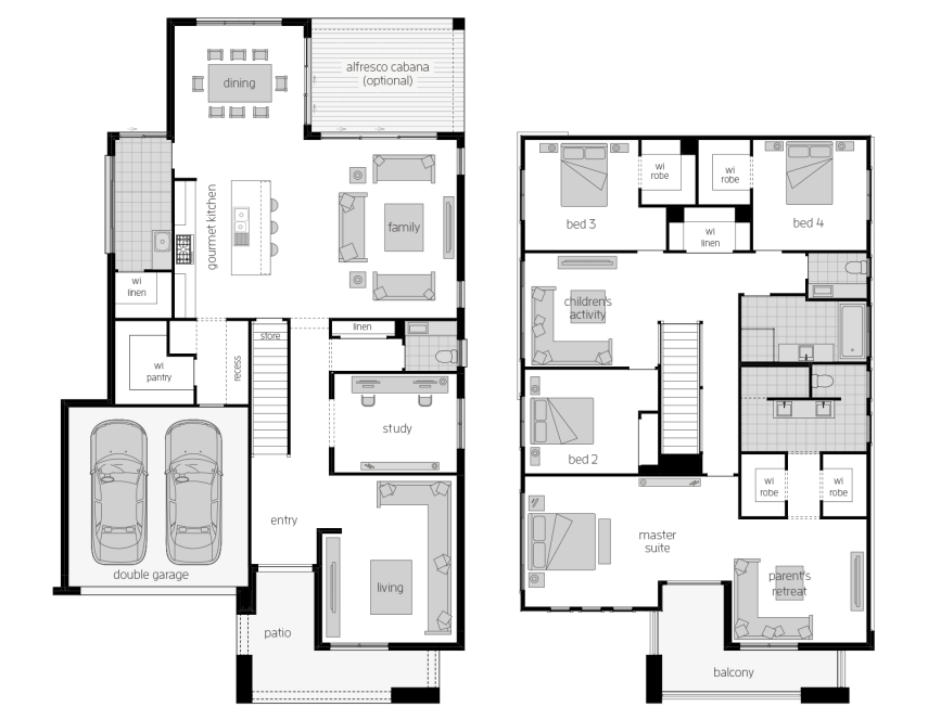 Saxonvale 40 Three - Two Storey Four Bedroom House Plan