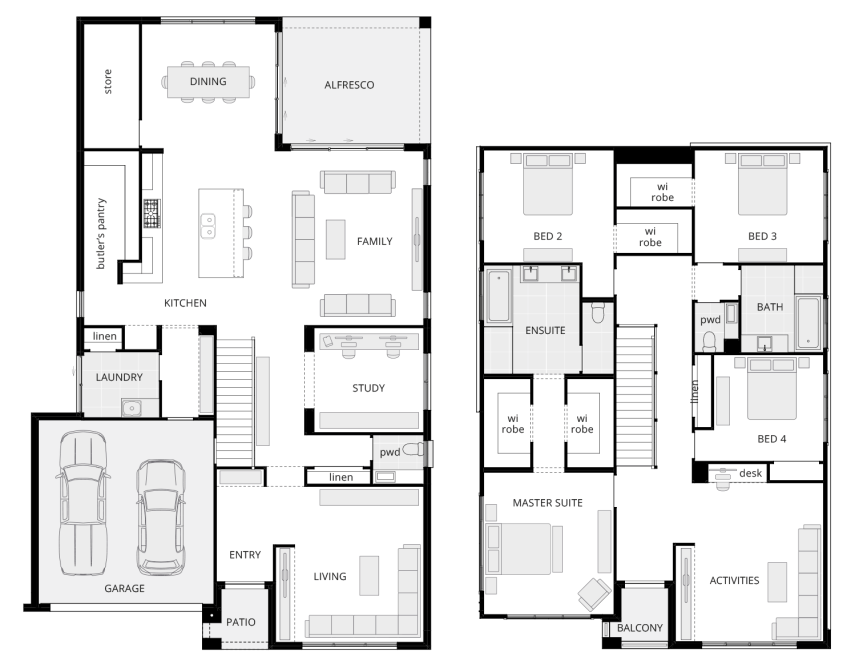 Saxonvale 42 - Two Storey Four Bedroom House Plan