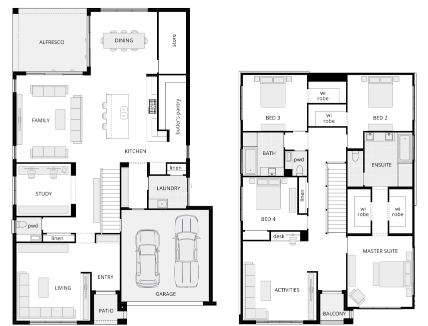Saxonvale 42 - Two Storey Four Bedroom House Plan