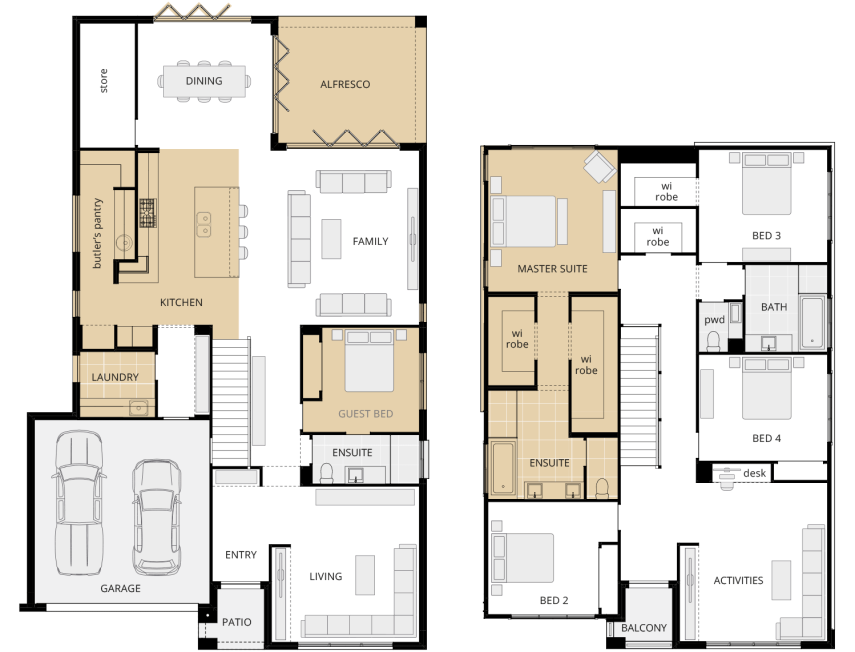 Saxonvale 42 Upgrade Floorplan lhs saxonvale two storey home design