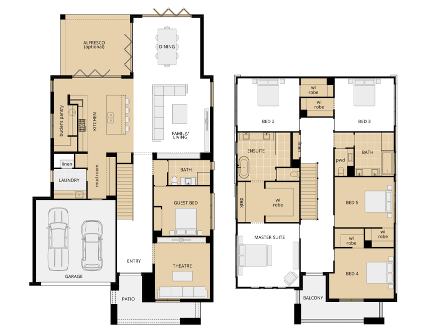 Saxonvale 45 Upgrade Plan lhs Saxonvale 45 - Two Storey Four Bedroom House Plan