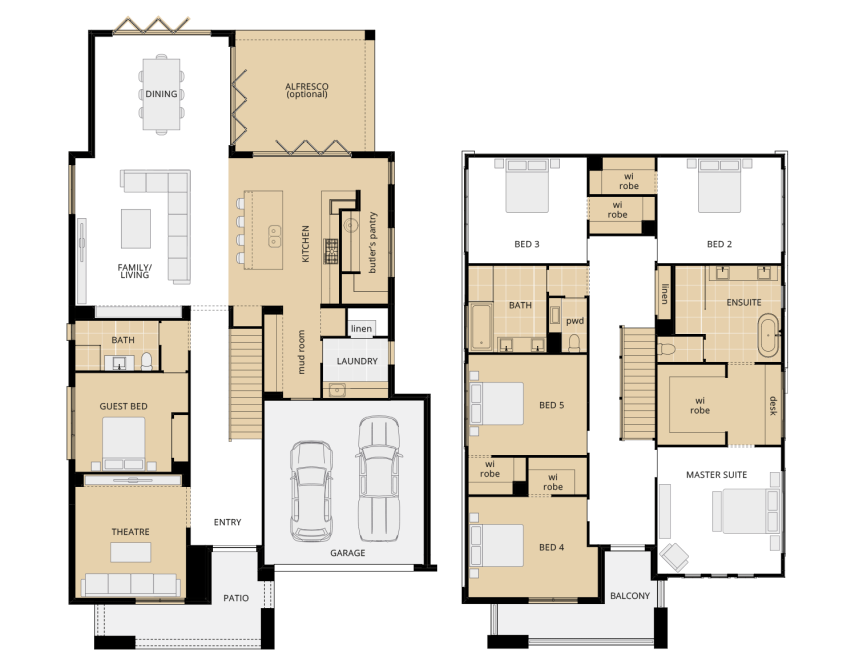 Saxonvale 45 Upgrade Plan lhs Saxonvale 45 - Two Storey Four Bedroom House Plan