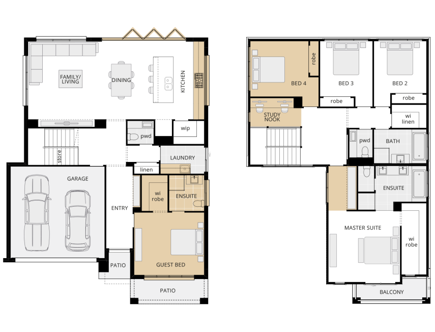 Scarborough Upgrade Floorplan lhs scarborough double storey home design floor plan upgrades armstrong facade lhs