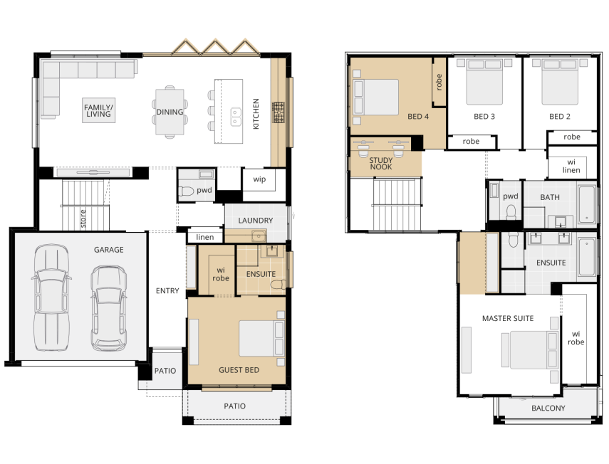 scarborough double storey home design floor plan upgrades armstrong facade lhs