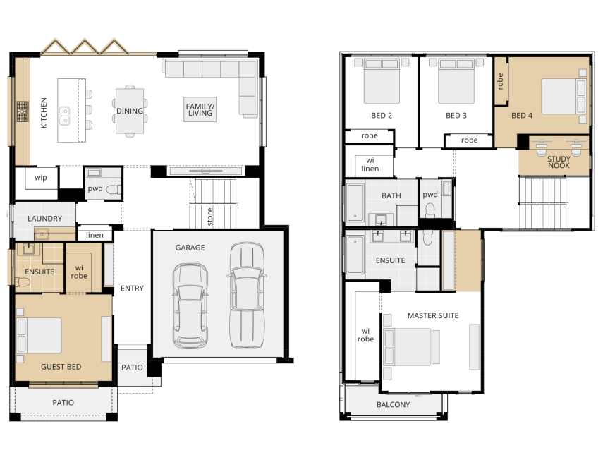 Scarborough Upgrade Floorplan lhs scarborough double storey home design floor plan upgrades armstrong facade lhs