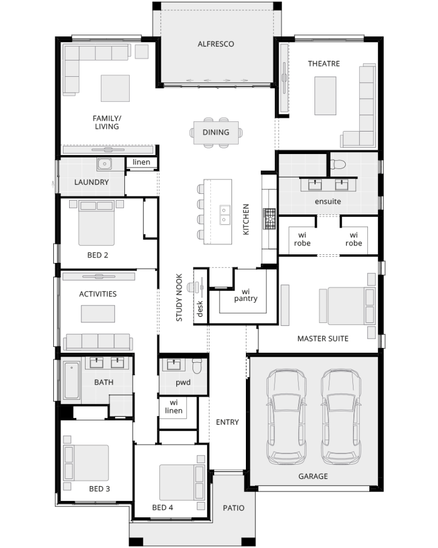 Seaside - Executive standard floorplan single storey home design seaside executive standard floorplan rhs