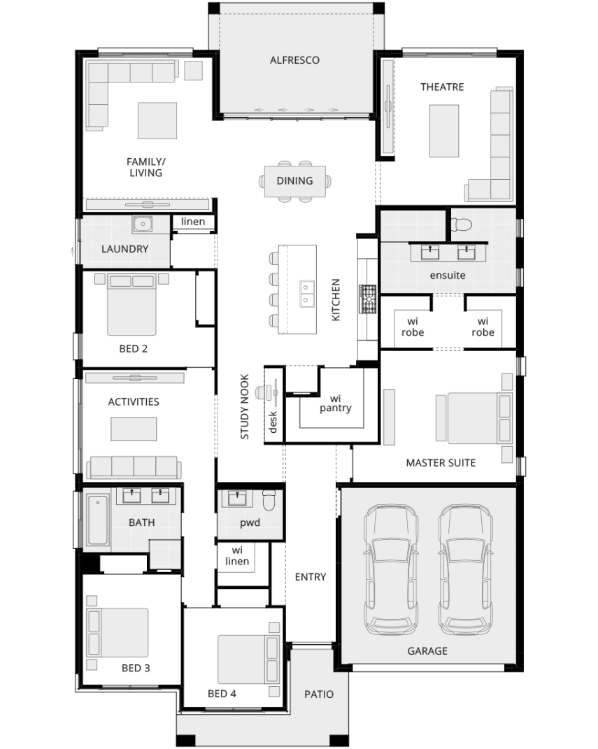 single storey home design seaside executive standard floorplan rhs