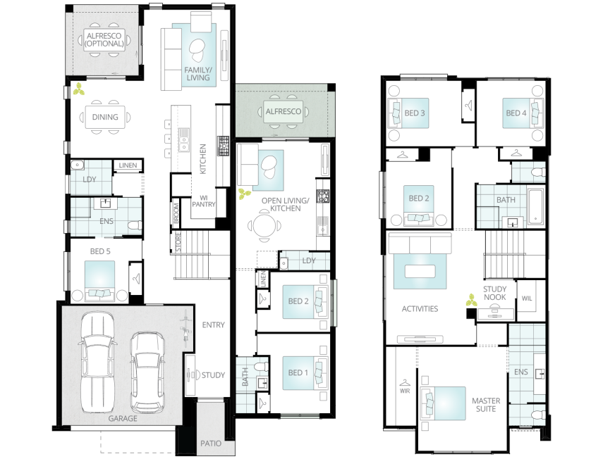 two storey granny flat design soria two option floorplan 2 bed lhs