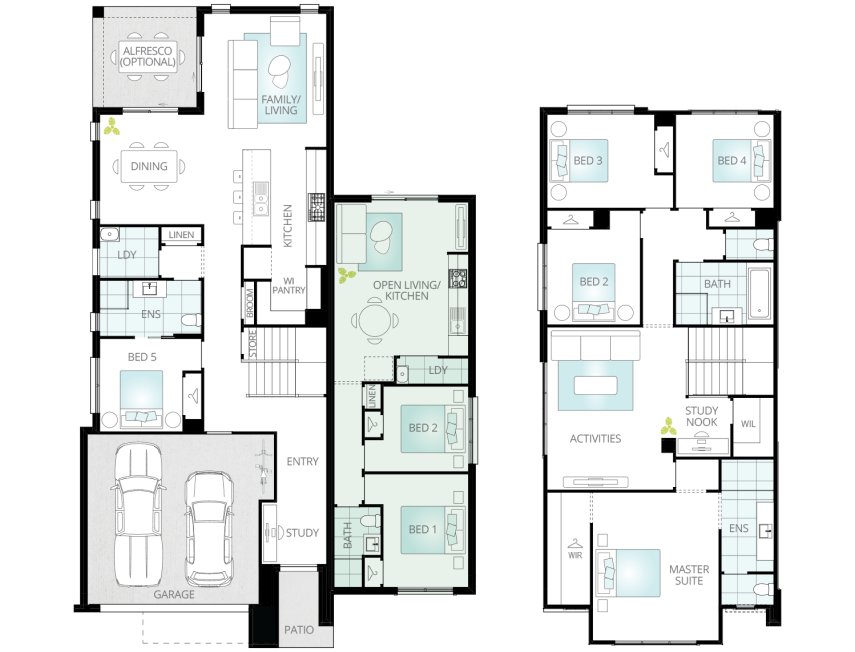 Soria Two - Option 2 bed granny flat floorplan option rhs two storey granny flat design soria two option floorplan 2 bed lhs