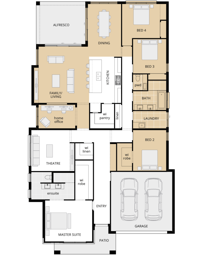 single storey home design st.tropez option floorplan home office including relocated dining rhs