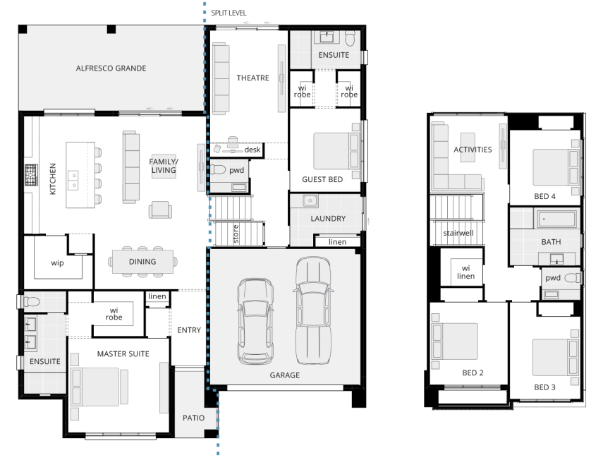 affordable side split homes for a sloping block stirling floorplan lhs