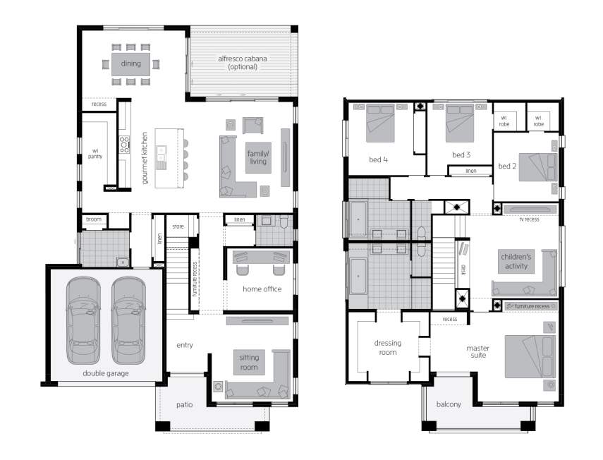 Tallavera 40 - Standard floorplan two storey home design floorplan tallavera 40 standard rhs