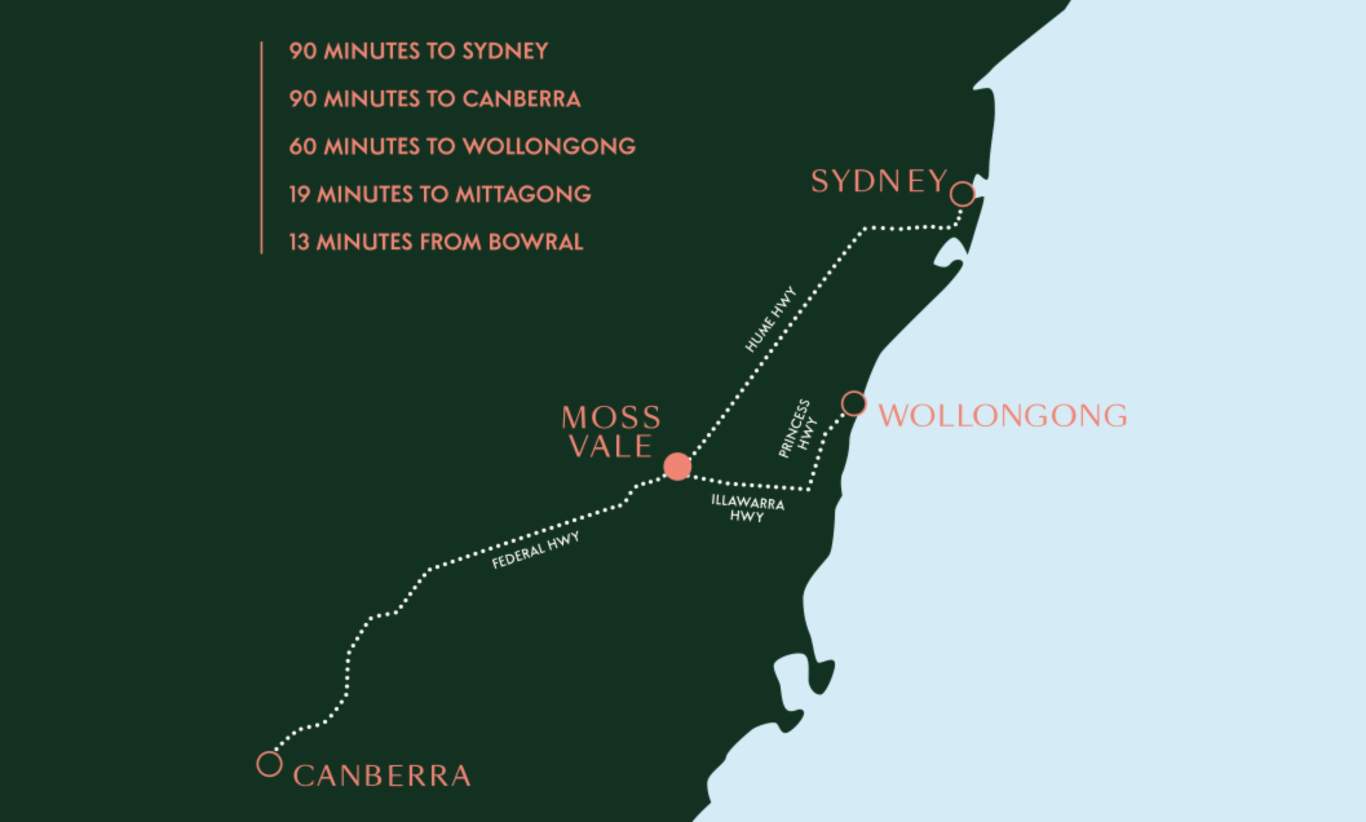 house and land estate outside of Sydney moss vale map