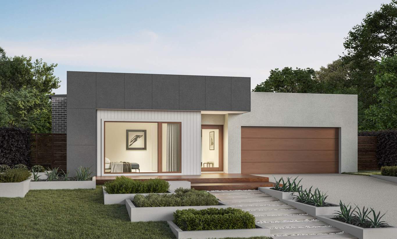 Beachmere - Modric Facade single storey house design beachmere modric facade